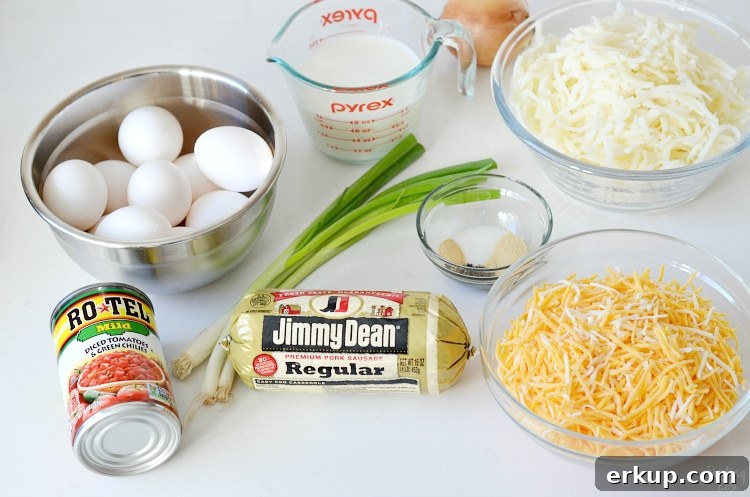 Ingredients for a sausage casserole