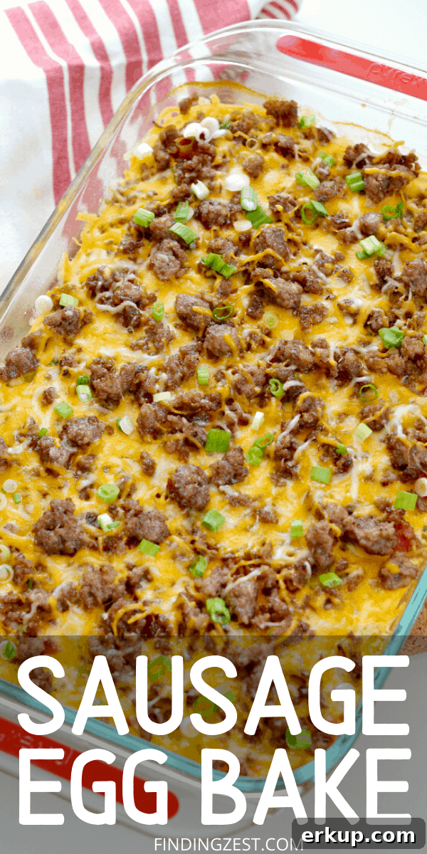 Sausage Egg Bake is an easy brunch recipe! Great for feeding a crowd, this breakfast casserole recipe is perfect for Christmas, Easter or Mother's Day breakfast. Loaded with flavor, it will have everyone asking for seconds.