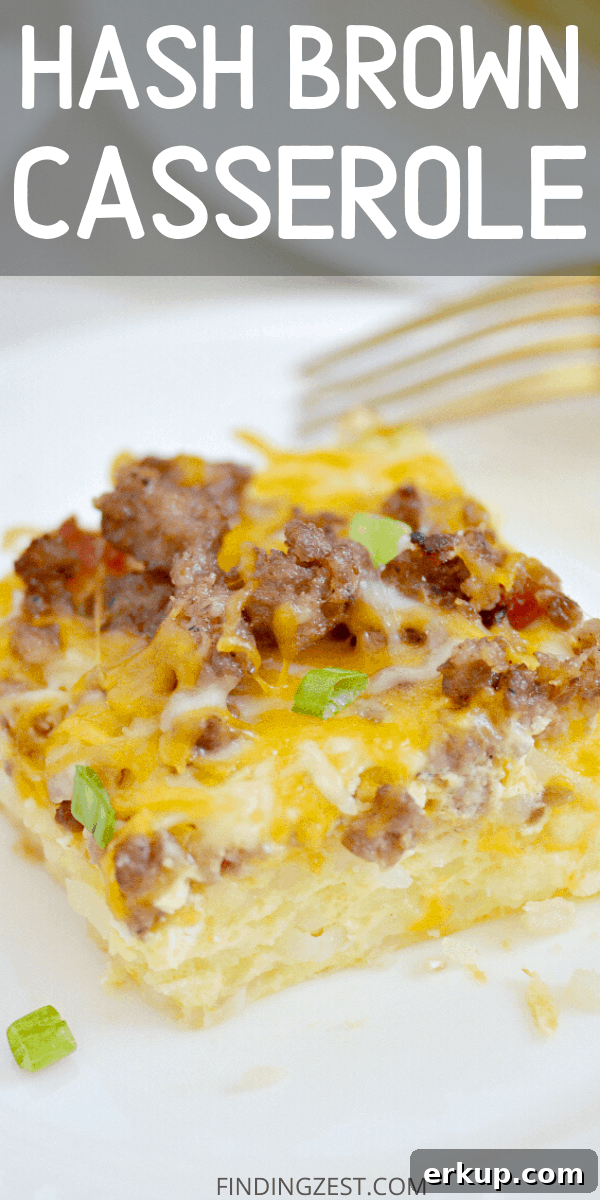 Hash brown casserole is a hearty breakfast that is great for feeding a crowd! Keep things simple with this one dish egg bake that full of flavor. Featuring sausage, hash browns, eggs, diced tomatoes with chilis, and plenty of cheese!