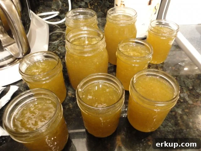 Garden Grape Jam Poured into Mason Jars
