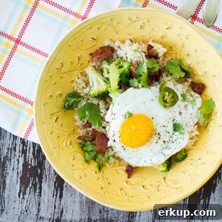 Bacon, Broccoli and Egg Rice Bowl