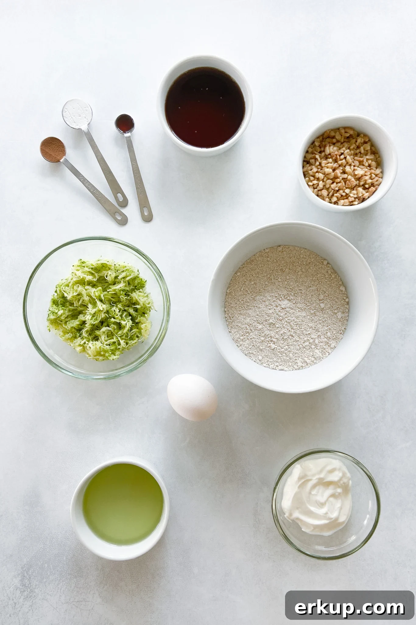 Ingredients to make gluten free zucchini muffins.