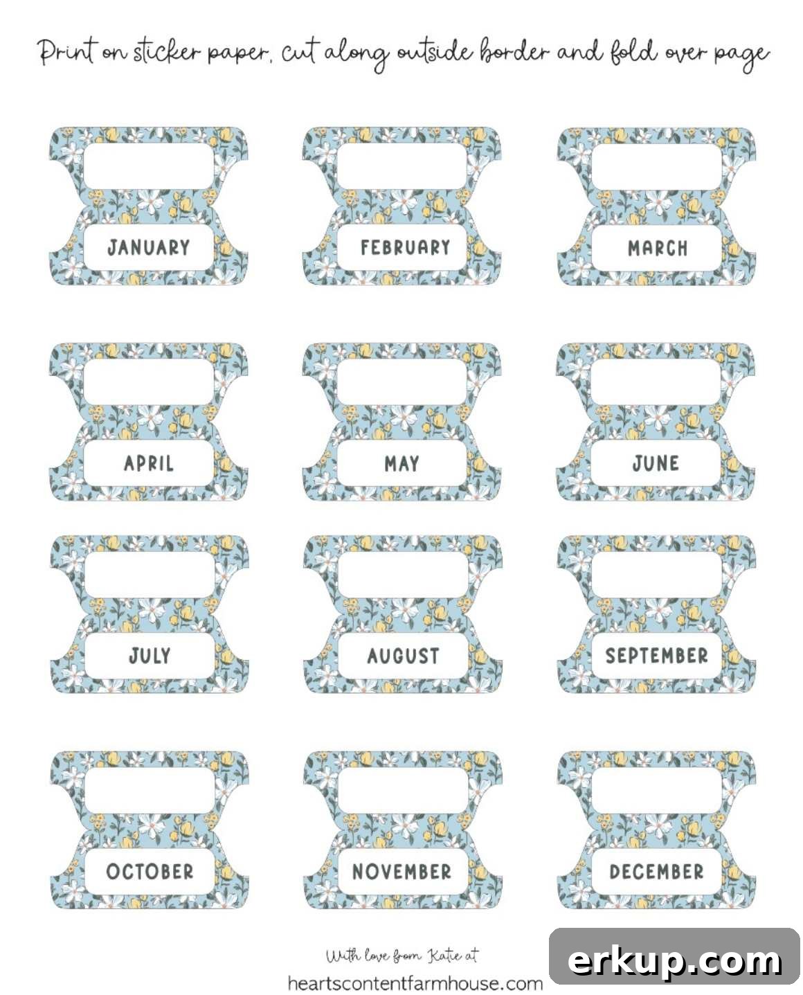 blue and yellow cute printable divider tabs