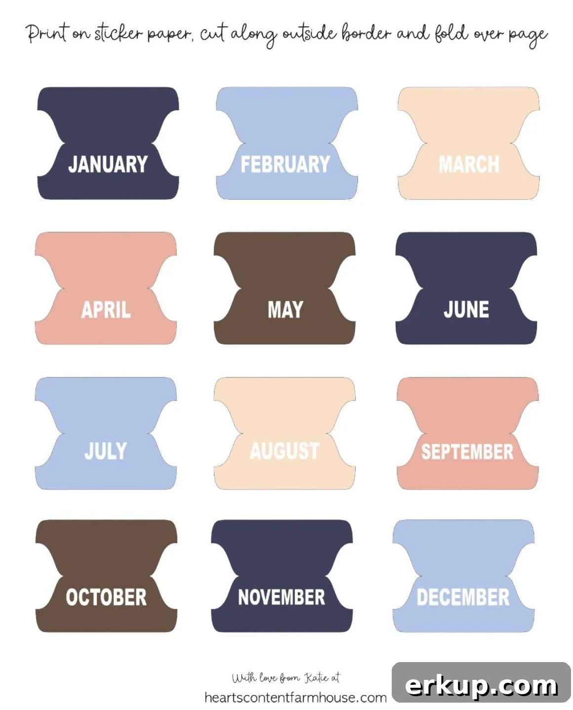 solid color divider tabs with white text.