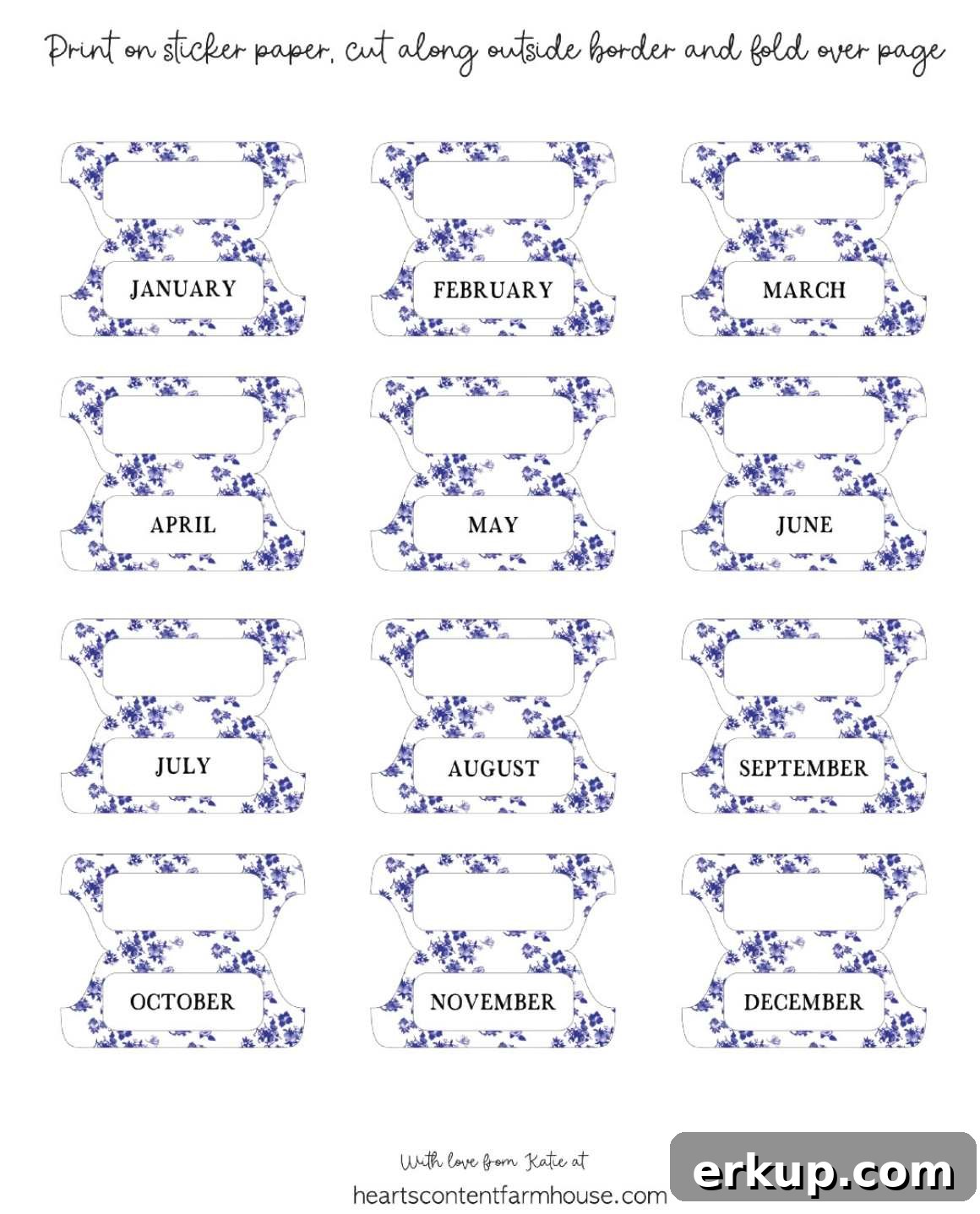 blue and white vintage style divider tabs.