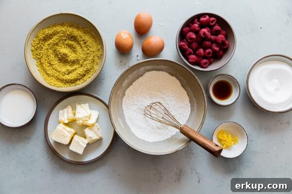 Raspberry Pistachio Cake Ingredients - step photo