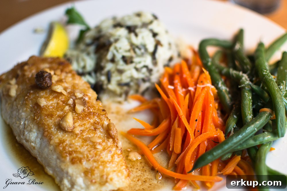 Macadamia Nut Crusted Alaskan Halibut brown butter, lemon-chive rice pilaf