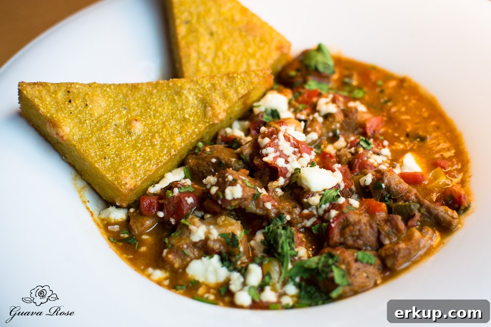 Tomatillo Braised Pork Shoulder with crispy queso fresco polenta