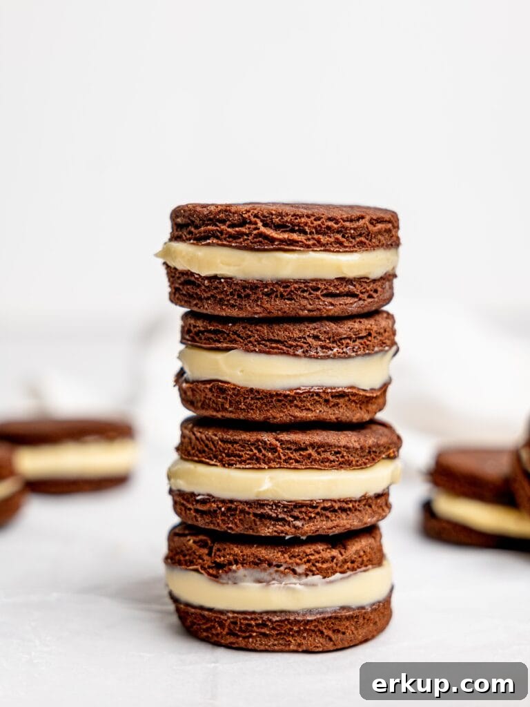 Homemade Oreos: 5-Ingredient Recipe 8 A stack of homemade oreos.