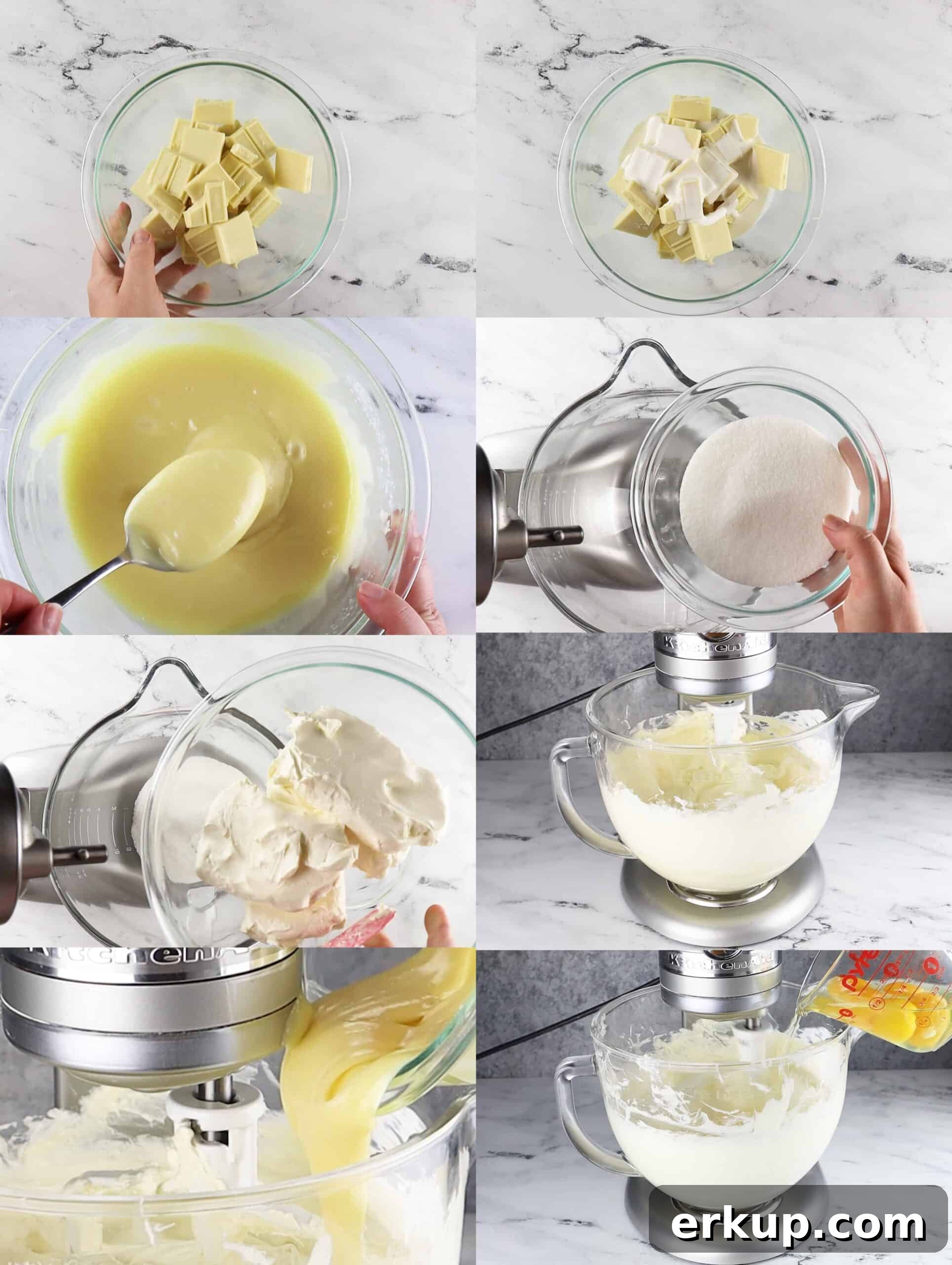 Cheesecake batter process shots