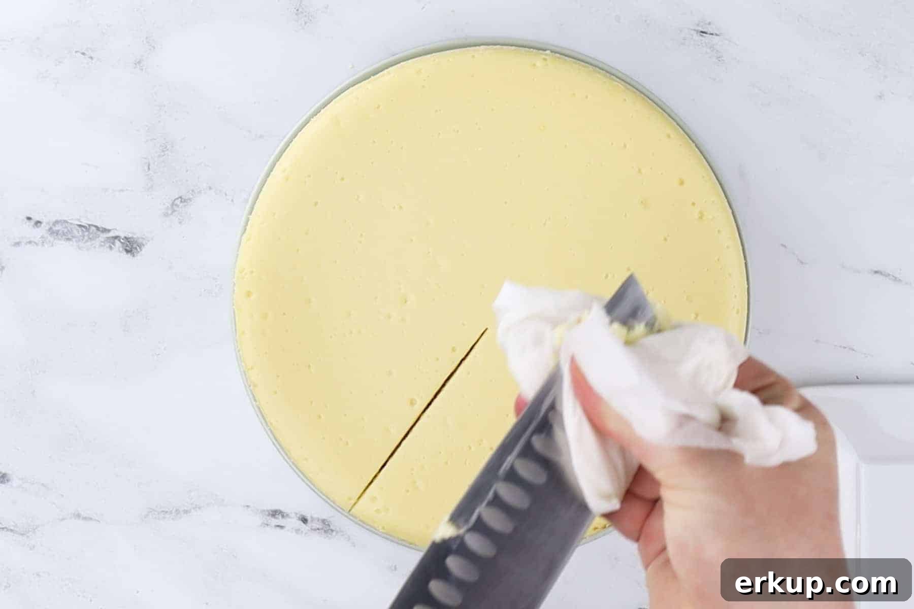 Clean knife after each cut 