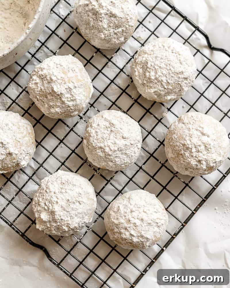 completed Easy Snowball Cookies [Various Flavors] on cooling rack