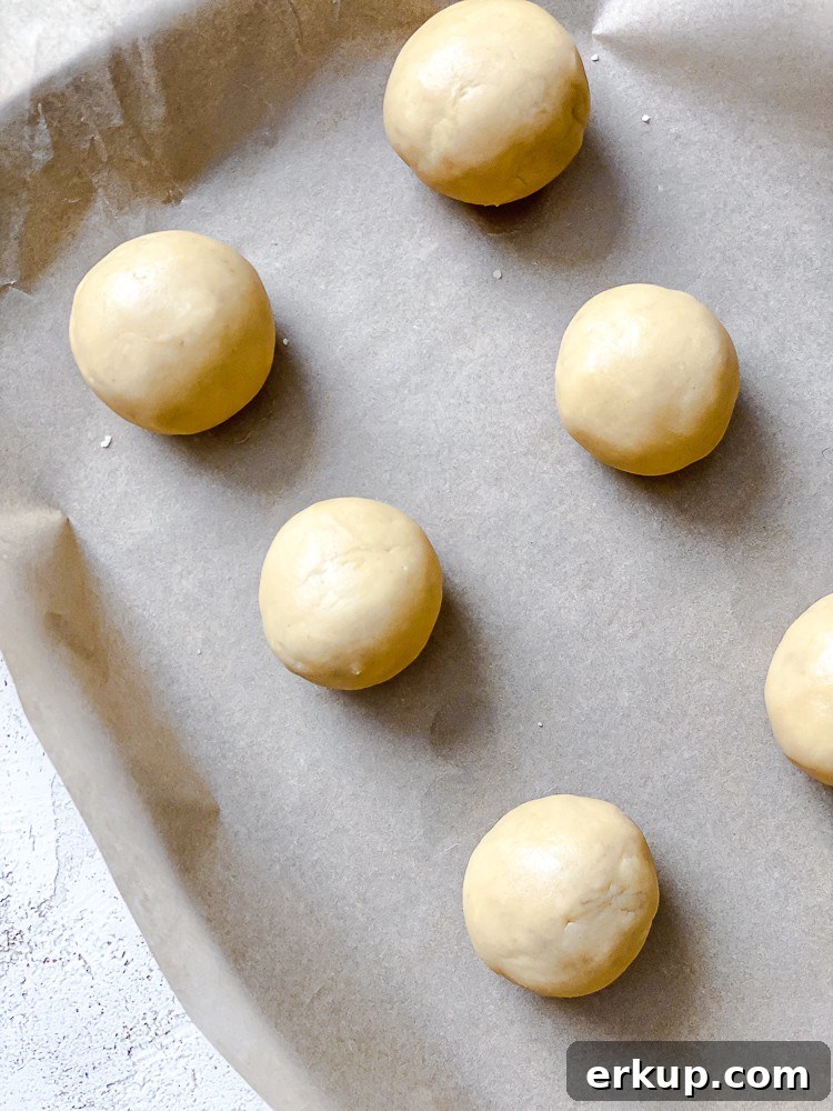 process shot of forming dough on baking sheet