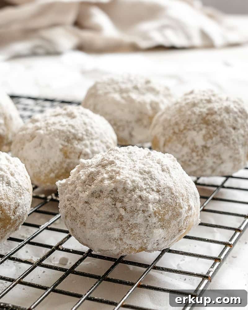 completed Easy Snowball Cookies [Various Flavors] on cooling rack