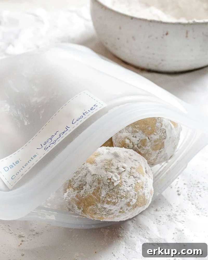 Easy Snowball Cookies [Various Flavors] in storage container
