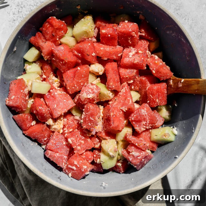 Watermelon Cucumber and Feta Salad
