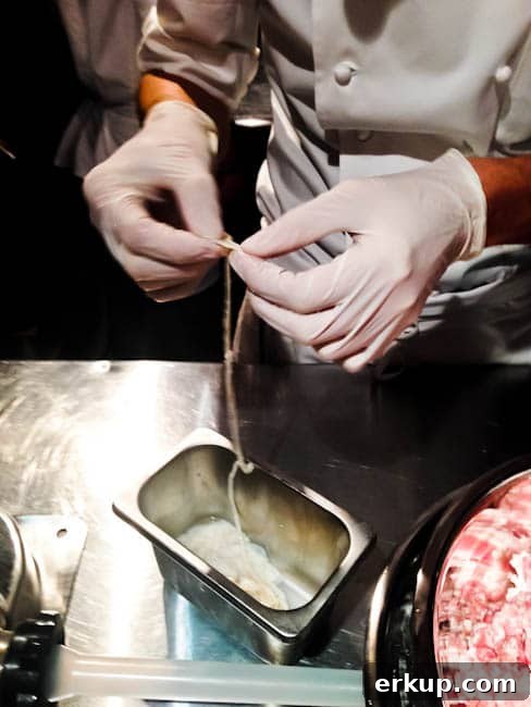 preparing the natural sausage casings.