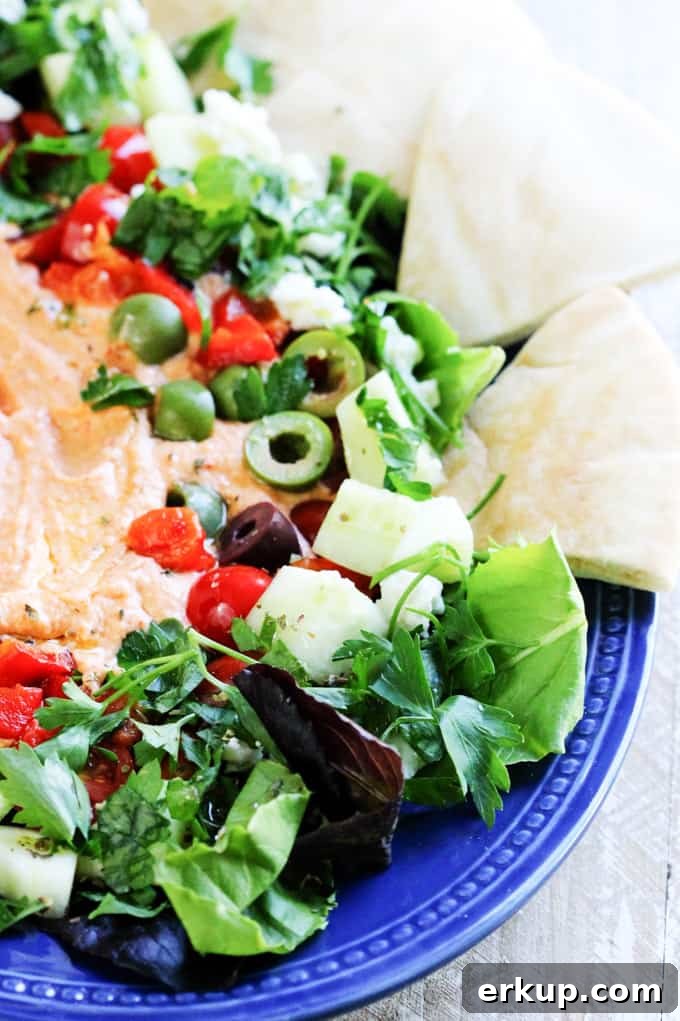 Hummus platter with veggies and pita