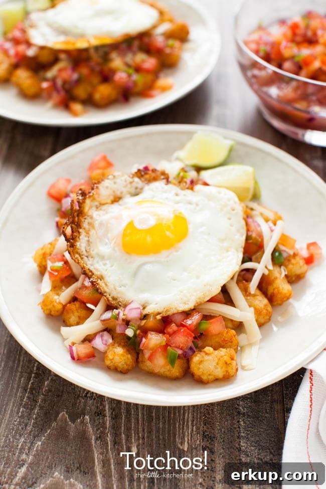 Totchos with a fried egg on top! from thelittlekitchen.net Totchos with a fried egg on top! from thelittlekitchen.net