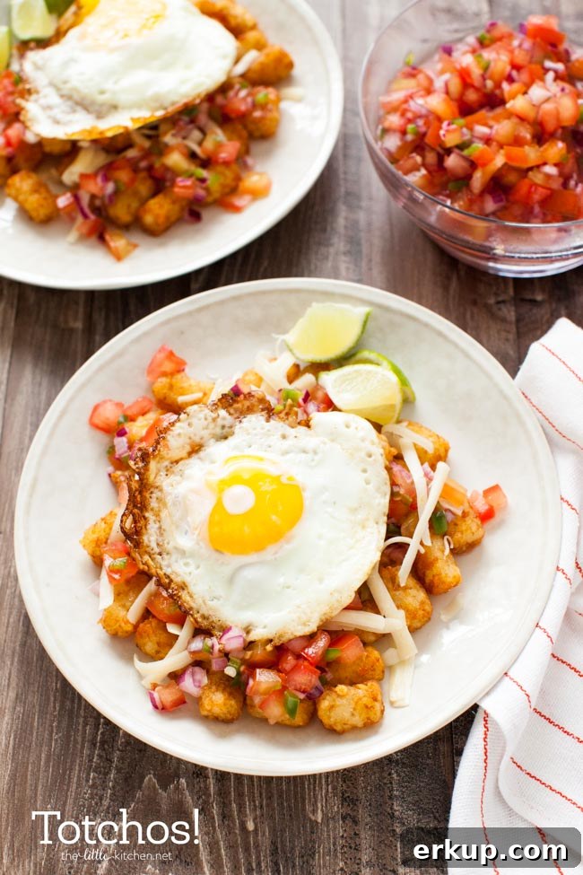 Totchos with a fried egg on top! from thelittlekitchen.net Totchos with a fried egg on top! from thelittlekitchen.net