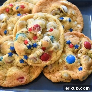 Red White and Blue Cookies With M&Ms