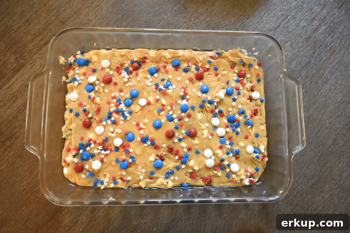 Red, White and Blue Blondies Recipe for Fourth of July 9 red white and blue blondies in a pan