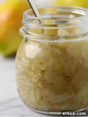 Pear compote in a jar.