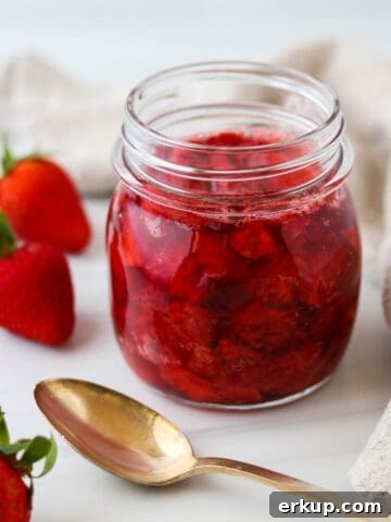 Roasted strawberries in a jar.
