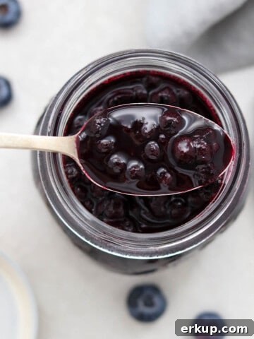 Blueberry cardamom compote close up.