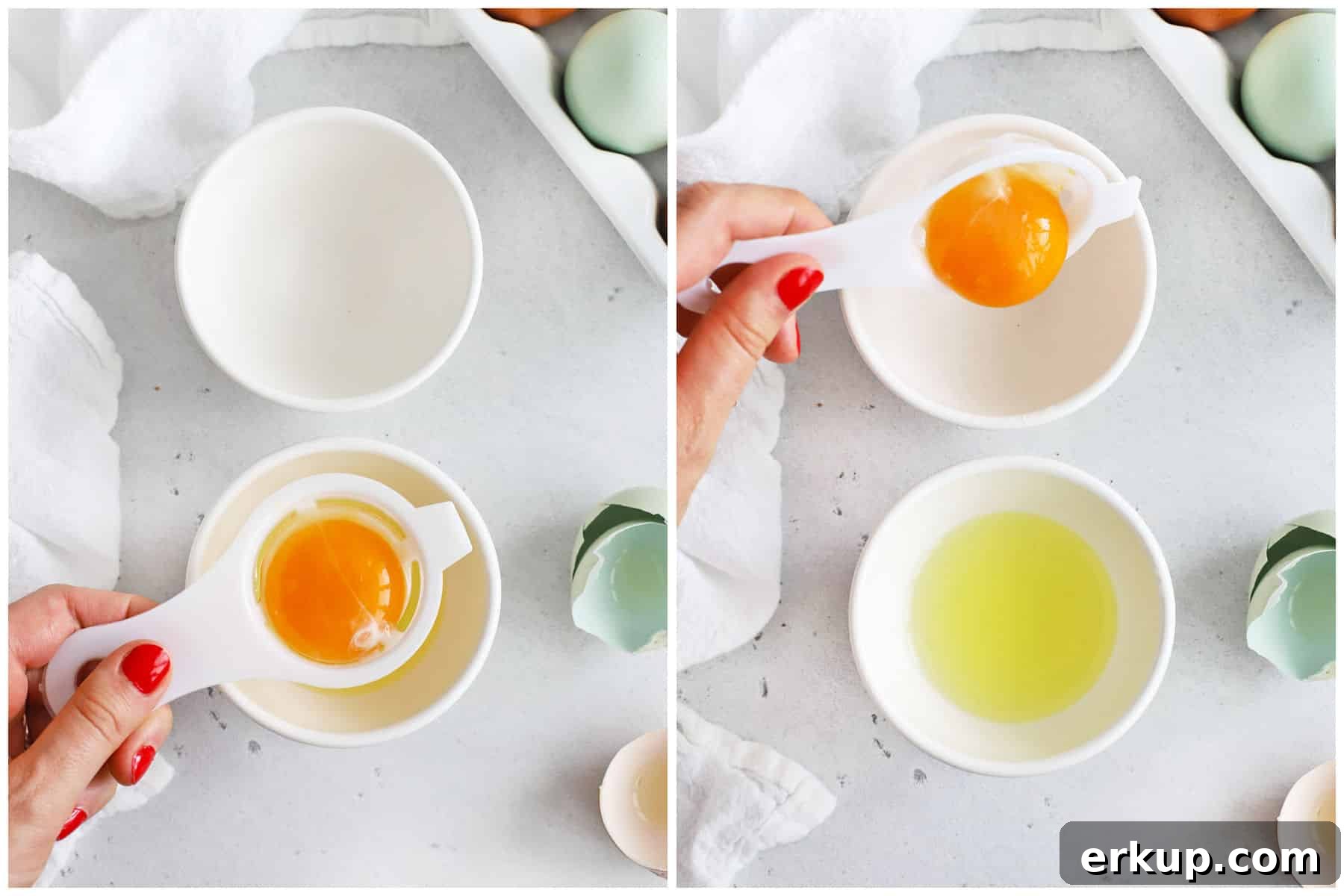 separating eggs with an egg separator