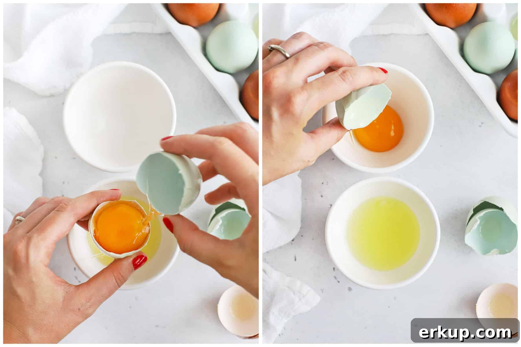 separating eggs with egg shells