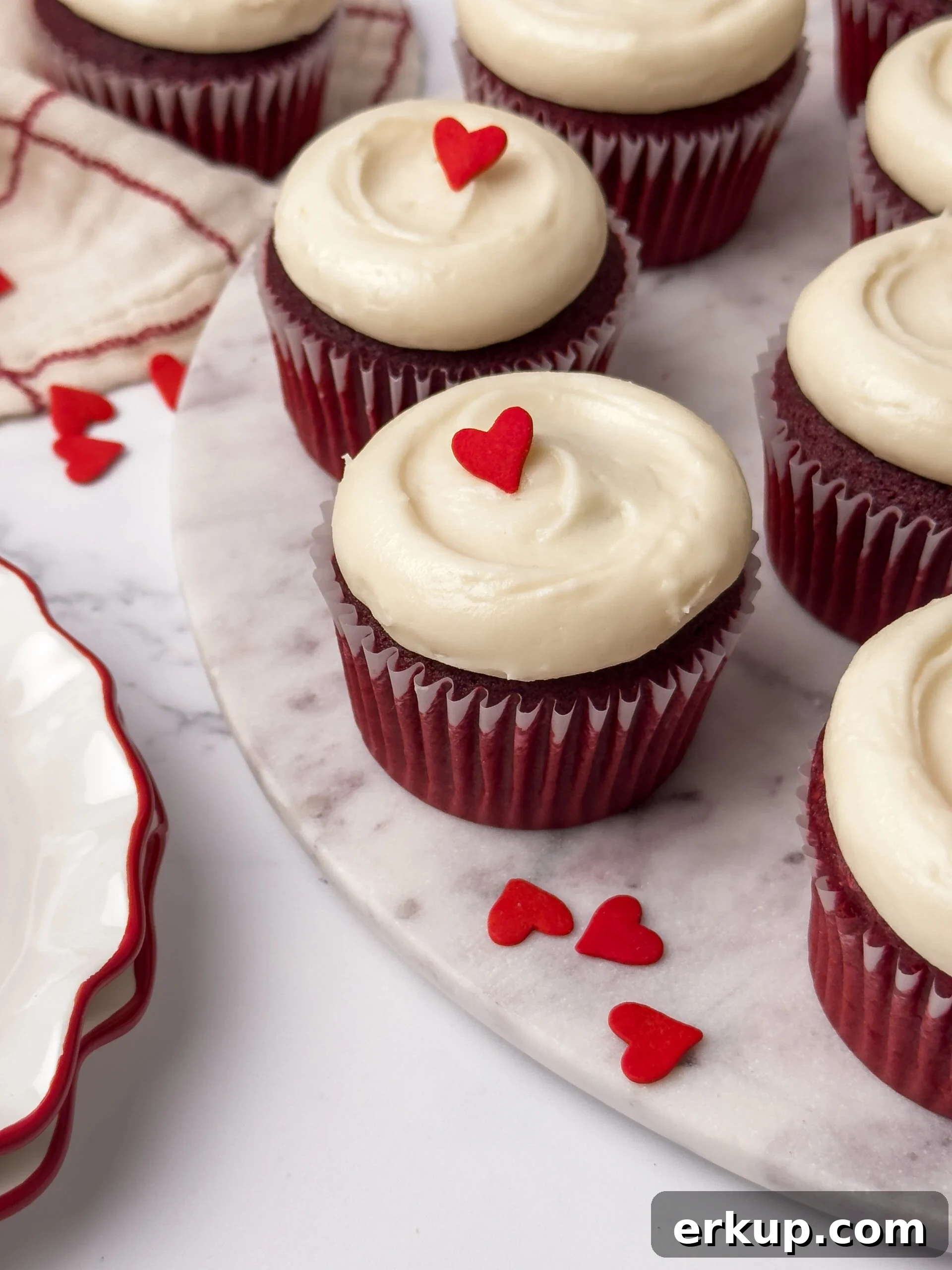 Frosted red velvet cupcakes