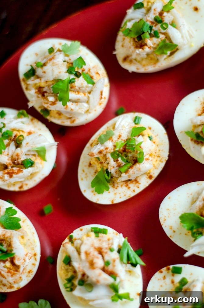 Close-up of Creole Crab-Stuffed Deviled Eggs texture