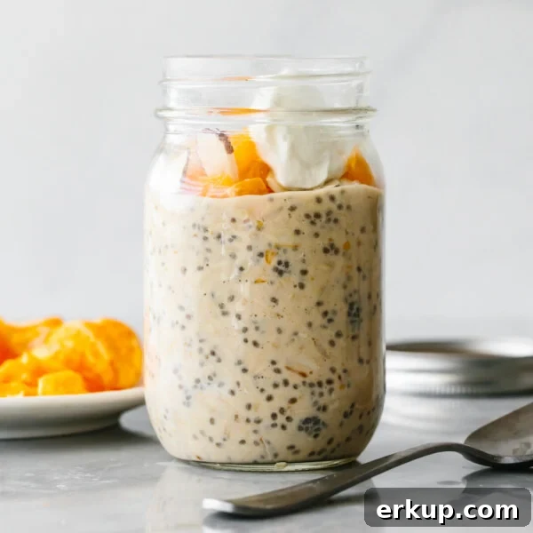 A mason jar of overnight oats